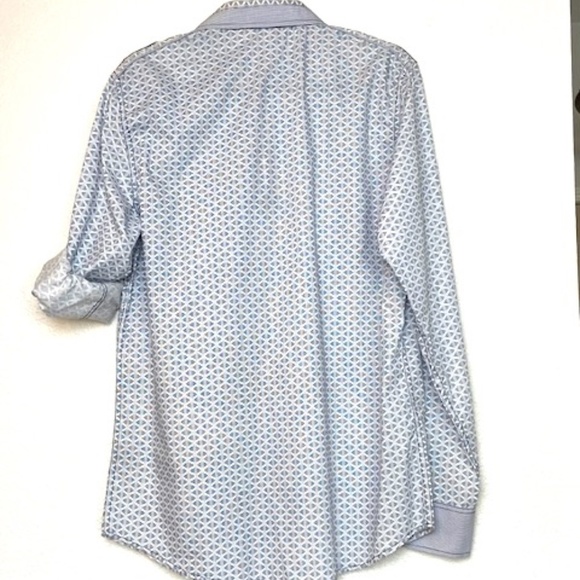 NWT TRUE ROCK Blue White Button Down Shirt Large - Picture 2 of 6